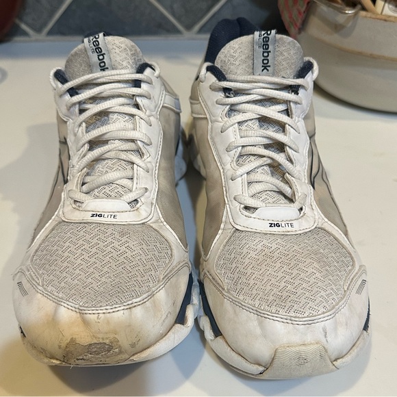 REEBOK 11.5 WIDE 2E ZIGTECH ZIGLITE WHITE GRAY NAVY RUN WALK ATHLETIC CASUAL - Picture 8 of 12